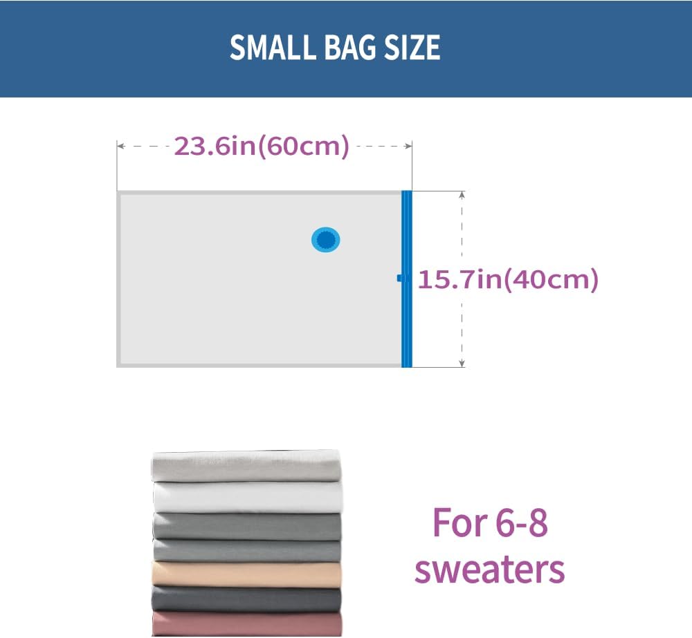 Skiennix Vacuum Storage Bags - 7 Pack Space Saver for Clothing & Travel | Includes Hand Pump