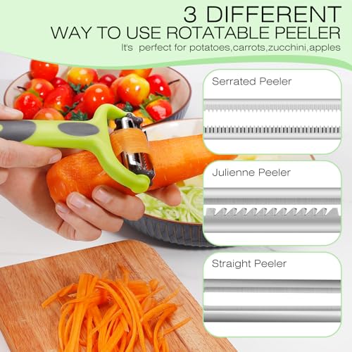 Senbowe Green Julienne Peeler - 3-in-1 Vegetable & Fruit Peeler