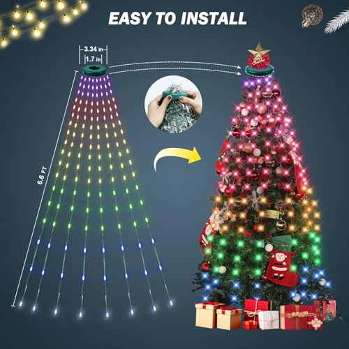 ASTRAEA 200 LED Christmas Tree String Lights Indoor Outdoor 6.6Ft Multi-Color with 24 Modes & Remote Control