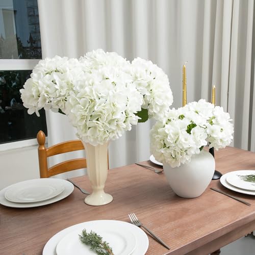 White Artificial Hydrangea Flowers - 6 Pack for Wedding, Home & Party Decor