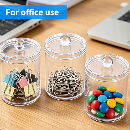 3-Pack Clear Acrylic Qtip Holder Dispenser for Bathroom Storage