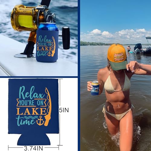 Funny Fishing Can Cooler Sleeve 6-Pack - Neoprene Insulated Beer Cozies
