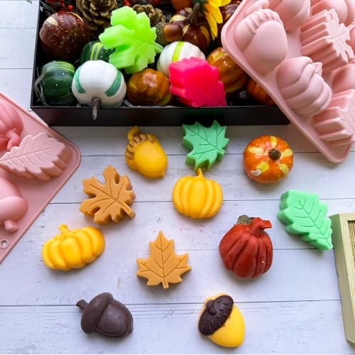 Pumpkin Silicone Mold Set - 2Pcs 9 Cavity Thanksgiving Baking Molds
