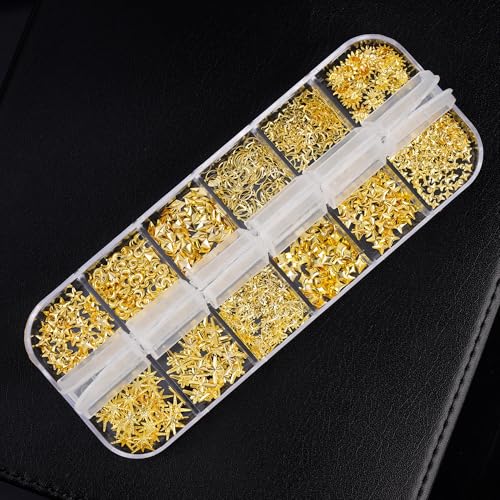 3D Gold Star Sun and Moon Metal Nail Charms - 12 Styles