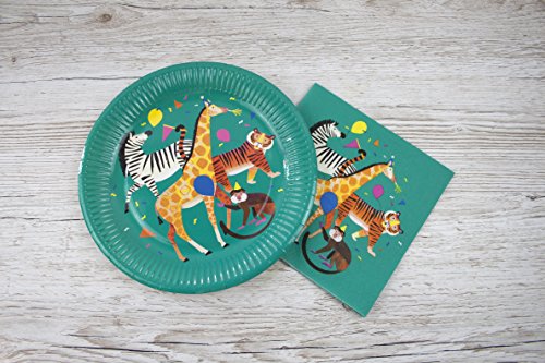 Safari Animal Themed Paper Plates - 8 Pack, 9-Inch Eco-Friendly