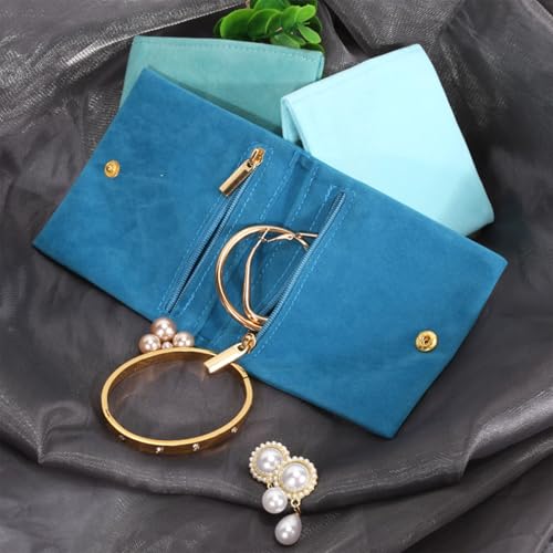 Blue Velvet Jewelry Pouches - 3pcs Mini Travel Storage Bags