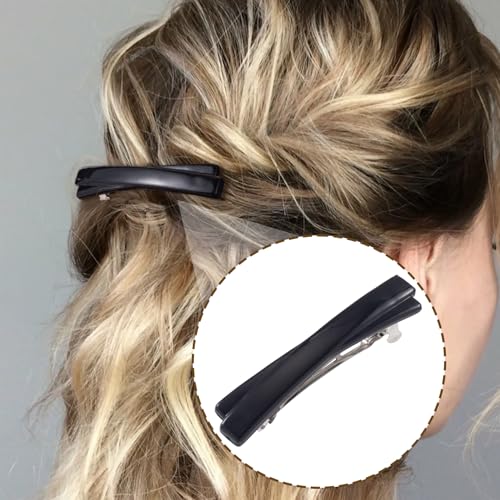 VARMDUKKE 4-Pack Small French Hair Barrettes, 2.5 Inch Curved Tortoise Shell Hair Clips