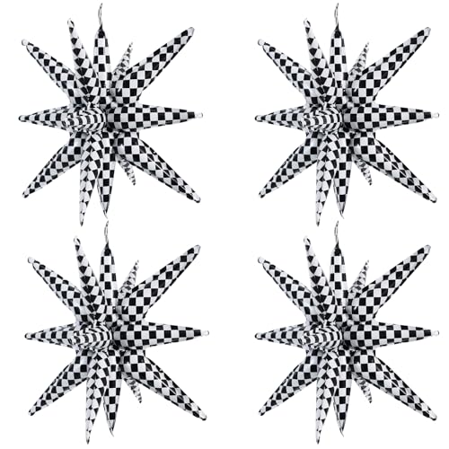 TONIFUL 22 Inch Checkered Star Balloons - 4 Pack Party Decor