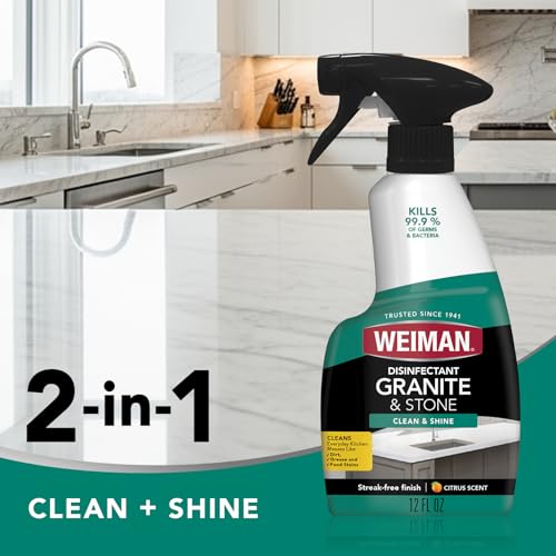 Weiman Granite Cleaner and Polish - 12 Fl Oz Streak-Free Stone Surface Care