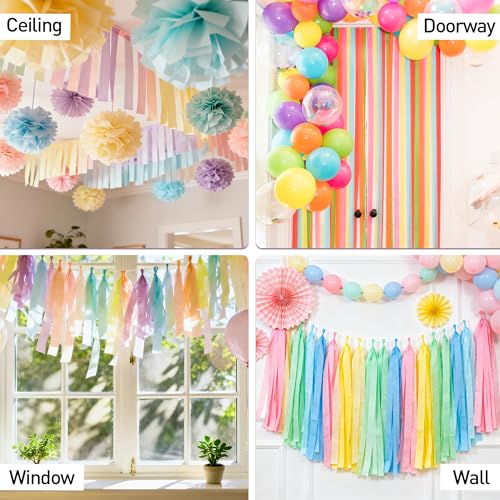Oun Nana Pastel Rainbow Crepe Paper Streamers - 10 Rolls Color 1