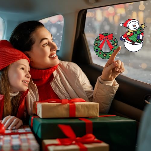12 Pack Christmas Window Clings Stickers for Glass Indoor Holiday Decor