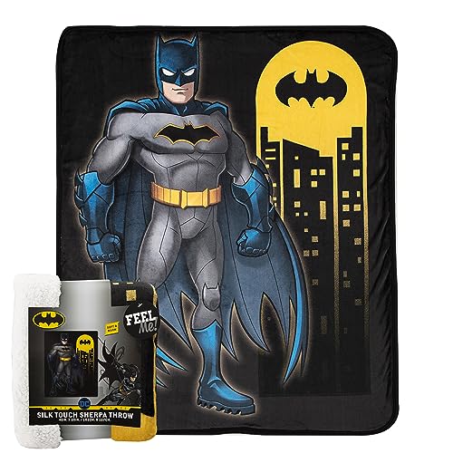 Northwest DC Batman Silk Touch Sherpa Throw Blanket ? 40 x 50 Inch, Answer The Call Design ? Batman Themed Gift for Fans