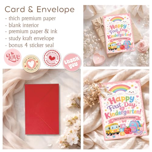 Happy First Day of Kindergarten Card with Stickers & Envelope