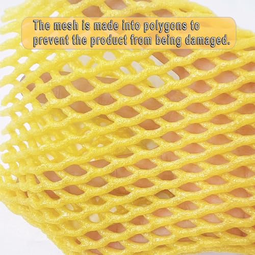 50 Fruit Protection Mesh Bags - Foam Sleeves, Yellow 10x6cm