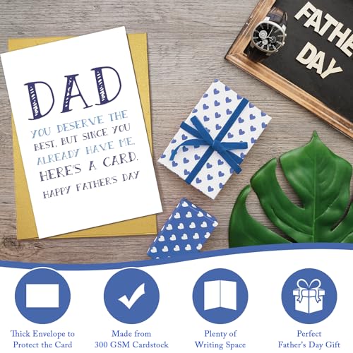 Funny Father's Day Card for Dad - Qiliji 8x5.3in with Envelope