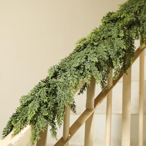 Artificial Cedar Garland - 6FT Holiday Christmas Wreath Decoration, 2PCS - Variation of Cedar Garland