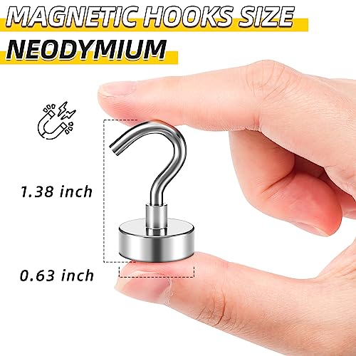 VNDUEEY 20 Pack Heavy Duty Magnetic Hooks - 25Lbs Capacity for Home & Office