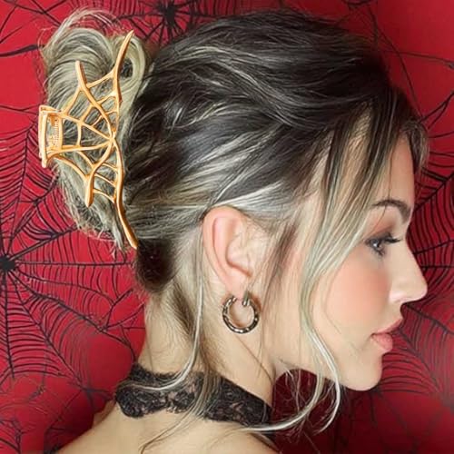 BARTOSI Halloween Spider Web Metal Hair Claw Clips 3-Pack Gothic Hair Accessories