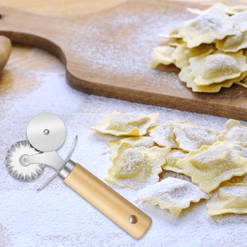 Sibba Double Wheel Ravioli & Pastry Cutter with Wooden Handle