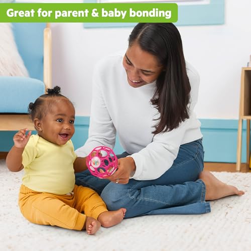Bright Starts Oball Easy-Grasp Baby Rattle Ball - Pink, 4 Inches