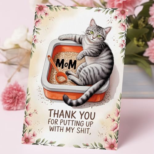 Funny Cat Mother's Day Card with Envelope - Humorous Greeting for Mom