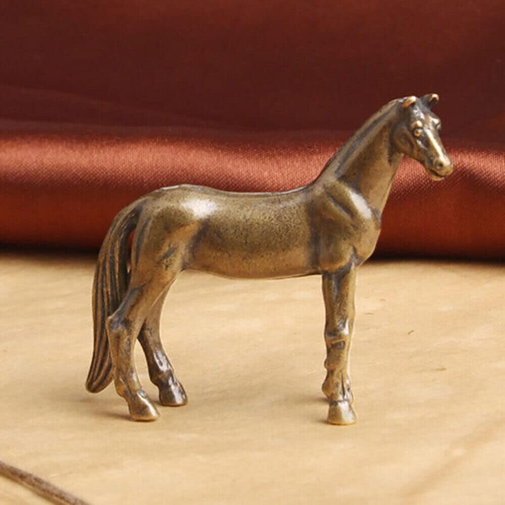 TEAMWILL Brass Horse Figurines - Elegant Animal Statues for Home or Office Décor | Small Size