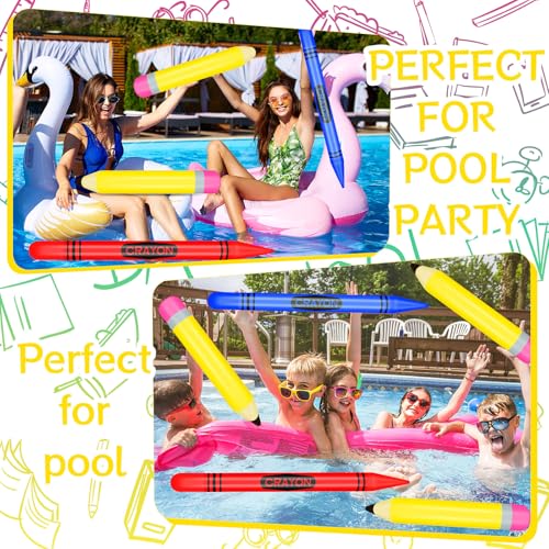 6Pcs Back to School Balloon Set, Yellow Pencil & Big Crayon Party Decor