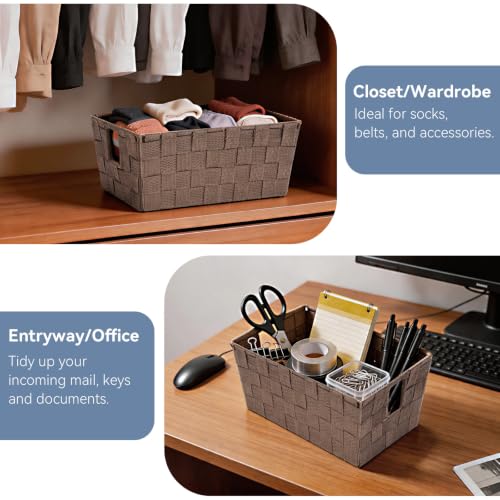 Whitmor Woven Strap Storage Tote, Small Java Basket, 11.42 x 6.5 Inch