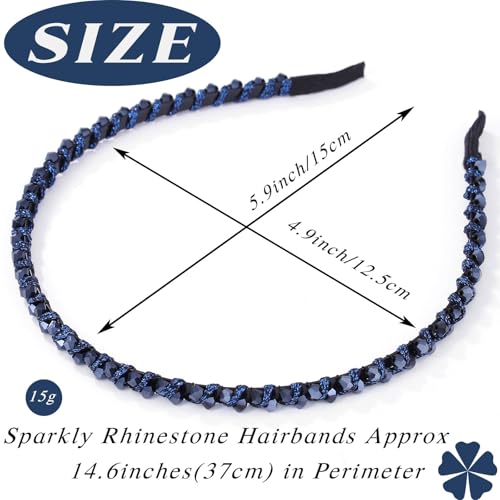 Campsis Sparkly Rhinestone Crystal Headbands 3PCS Non-Slip Hair Hoops