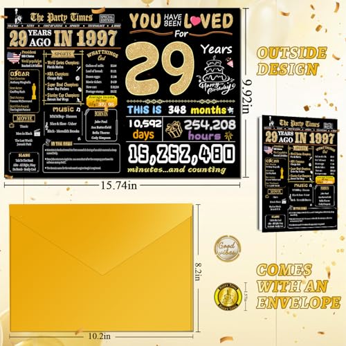 29th Birthday Card - Back in 1997 Milestone Greeting Card for Men & Women
