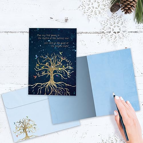Winter Solstice Greeting Card - Bird Tree of Life - 5x7 - Eco-Friendly