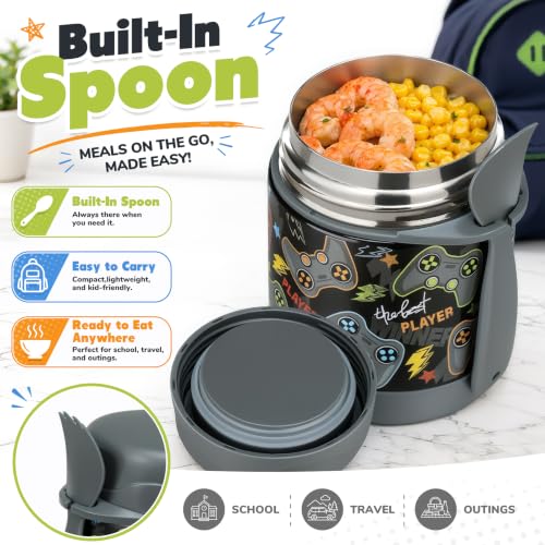 10oz Insulated Lunch Thermo Food Jar for Kids - Black Game Console
