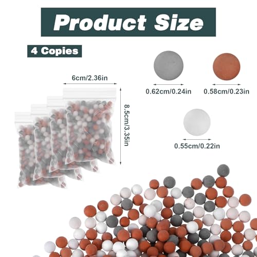 HekouJiub Mineral Shower Filter Beads 4-Pack, Softens Hard Water, Purifies Water