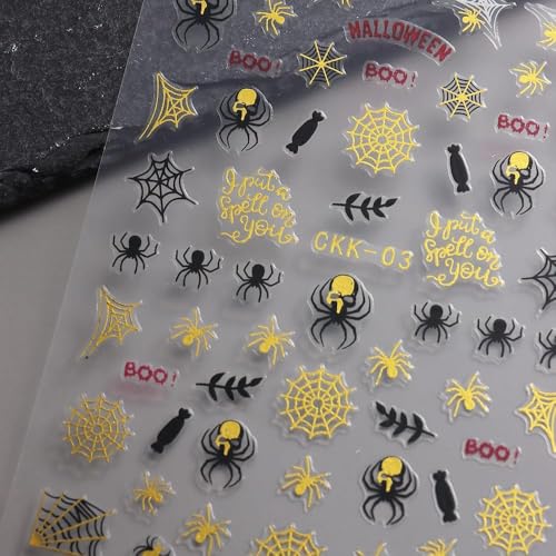 8-Sheet Halloween Nail Stickers Self-Adhesive Spider Web Decals