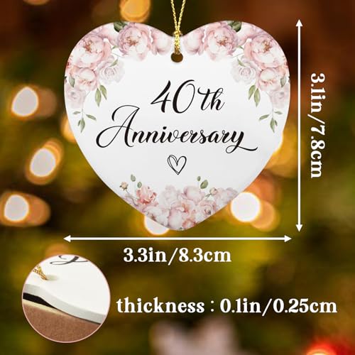 40th Anniversary Ceramic Ornament Gift for Couples, Parents, Husband, and Wife