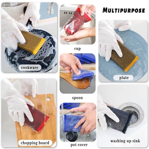 EdgeVue Steel Wool Scrubber Sponges, Multicolor 6-Pack - Non-Scratch Cleaning