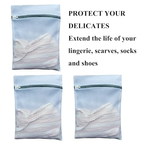 3Pcs Medium Mesh Laundry Bags for Delicates - Durable Zipper Wash Pouches (12 x 16 Inches)