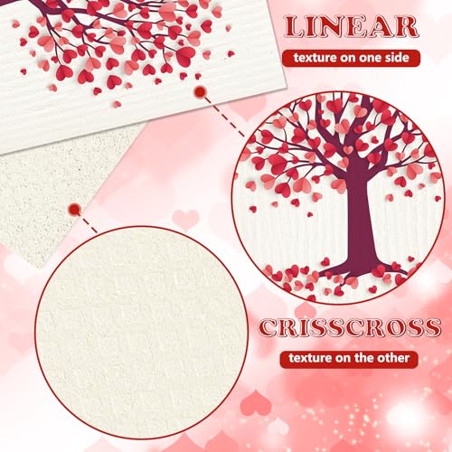 Whaline 6 Pcs Valentine's Day Dishcloths - Heart Tree Design, 7x8 Inch