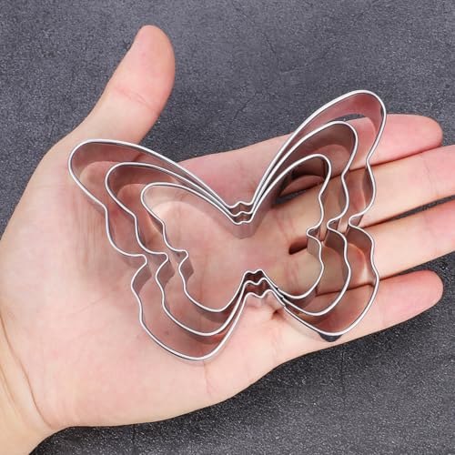 3-Piece Butterfly Cookie Cutter Set - Stainless Steel Baking Molds