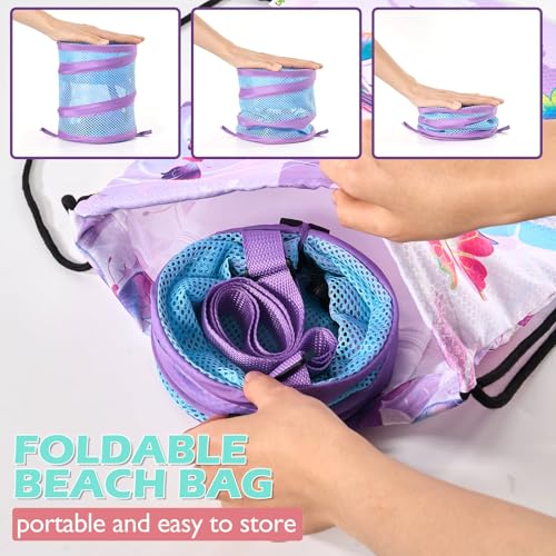 Kids Mesh Beach Bag Set Pink & Blue - Sea Shell & Travel Storage for Kids