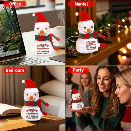 Handmade Snowman Crochet Doll with Cheery Message Card