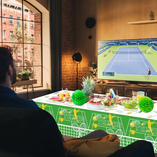 2 Pack Tennis Birthday Table Covers - 51x87'' Disposable Plastic