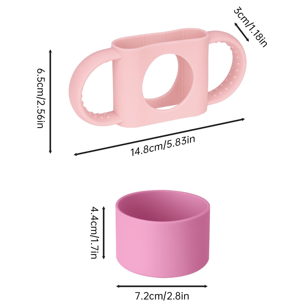 NiHome Silicone Double Handle & Boot for Owala Kids’ Tumbler 12oz 15oz, Easy to Install for Toddlers to Grip & Train, Shock-Absorbing Bottom Sleeve Drop Protection, Soft and Safe for Daily Use (Pink)