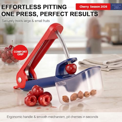 Makmzoon Stainless Steel Cherry Pitter Tool with Splash Guard