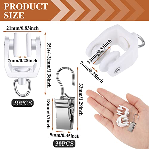 Amyhill 60 Pcs Curtain Track Roller Hooks Set - Plastic & Steel