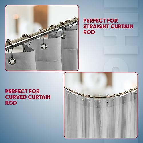 Stainless Steel Secure Lock Shower Curtain Hooks - Pack of 12, Polished Nickel