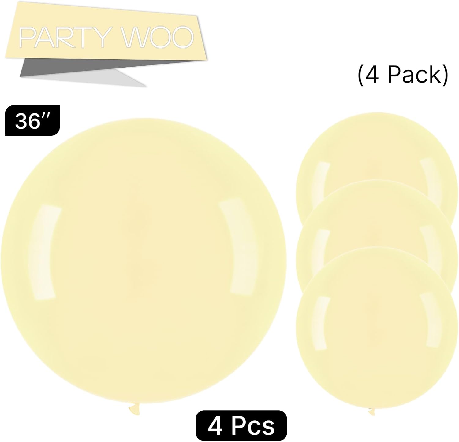 PartyWoo Pastel Yellow Balloons - 36 Inch Light Pale Yellow Latex Helium Balloons for Celebrations