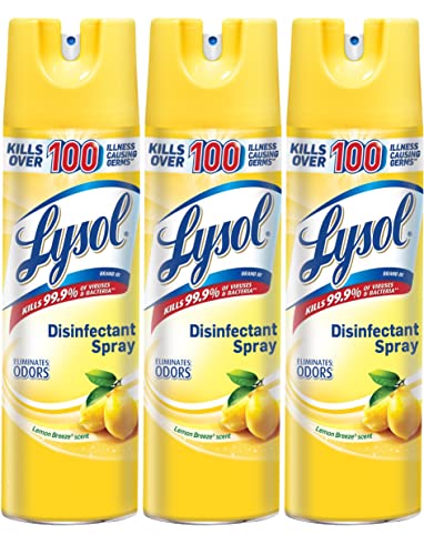 Lysol Disinfectant Spray Pack of 3, Lemon Breeze, 19 oz - Kills 99.9% Germs