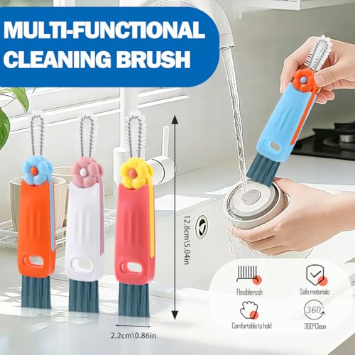 Fresibris 4PCS 3-in-1 Cup Lid Cleaning Brush Set - Red, Blue, White, Orange