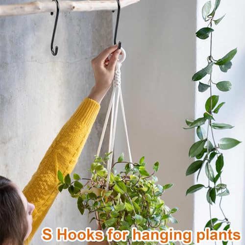 Heavy Duty S Hooks - 10 Pack 6 Inch Vinyl Coated Non-Slip Hooks for Hanging Plants, Clothes, and Tools